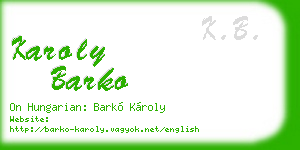 karoly barko business card